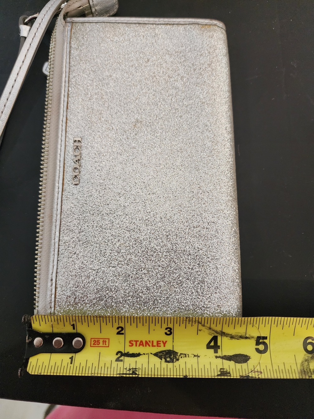 Coach Silver Glitter Zip Wristlet Wallet - Picture 1 of 5